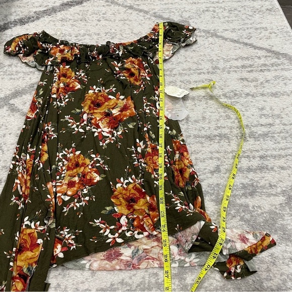 NWT altar'd state Olive Green Floral Off the Shoulder Shirt - Picture 12 of 12